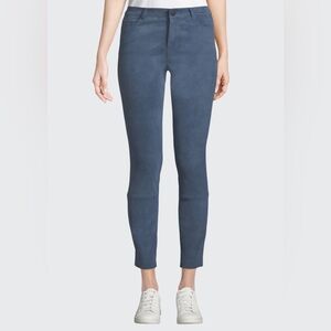 Theory Genuine Suede Lamb Leather Pants Metal Blue Size00